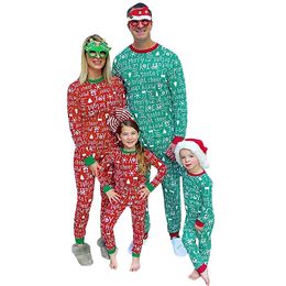 Family Matching Outfits Christmas Pyjamas Set Parent Child Suit Letter Fun Printed Long Sleeve Patchwork Elastic Waist Pyjamas Sleepwear Nightwear 231213
