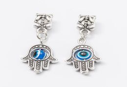 100 pcs Turkish Style Zinc Alloy Fatima Hand Pendant Silver Evil Eye Charm Fit Bracelet&Bangle Necklace Jewelry Making2112779