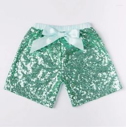 Shorts KIDS Girl Sequins 11 Colours Girls Summer Bowknot Short Pants Satin Boutique Children Candy Solid Colour Trouser 0-8