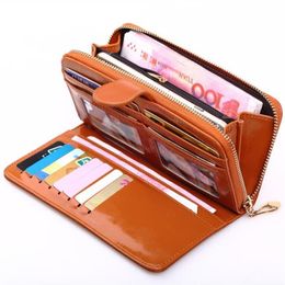 Wallets 11 Colors 2021 Fashion Leather Ladies Wallet Solid Vintage Long Women Purses Big Capacity Phone Clutch Money Bag Card Hold2692
