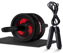 2 In 1 Abdominal Exercise Wheel Jump Rope No Noise Ab Wheels Abdominal Exercise Rollers with Mat for Fitness6683082