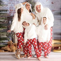 Family Matching Outfits Family Matching Christmas Pajamas Set 2pcs Plush Winter Warm Men Women Kid Parent-child Clothes Sleepwear Nightwear Pajymas 231213