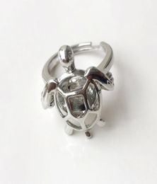 Cage Ring Can Open And Hold 8mm Pearl Crystal Gem Bead Cage Ring Mounting 18kgp Adjustable Size Turtle Ring2132186