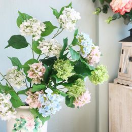 Decorative Flowers Pink Hydrangea Fake Plants Branches Stem Artificial For Decoration Home Decor Tall Vase Table Wedding Year Christmas