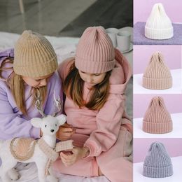 Caps Hats Winter Spring Baby Hat For Kids Warm Knitted Bonnet Hats Girls Boys Soft Beanie Solid Color Children Toddler Cap 231214