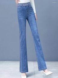 Women's Jeans High Waist Flare For Women Casual Embroidered Slim Denim Pant Spring Fall Pantalones Korean Stretch Straight Vaqueros