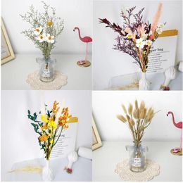 Decorative Flowers 45cm DIY Bouquet Natural Dried Eucalyptus Leaf Real Branch Acorn Pine Wheat Cotton Nordic Home Wedding Party Decoration