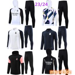 23 24 Real madrids adult jacket hooded Soccer Tracksuits Sets kids TRACKSUIT kit chandal futbol survetement madrides TRAINING suit soccer long zipper jackets