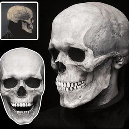 Halloween Party Full Head Skull Mask with Movable Jaw Scary Latex Adult Size Cosplay Masquerade Masks228T