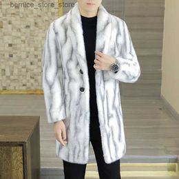 Men's Fur Faux Fur High Quality Fashion Handsome Double-sided Wear Fur One Thick Winter Suit Collar Trench Coat Gold Mink Fur Men's Top Button Q231212