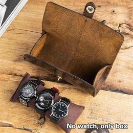 Watch Boxes & Cases 1pcs Round Box Roll Display Leather Travel Case Wrist Watches Storage Pouch2368