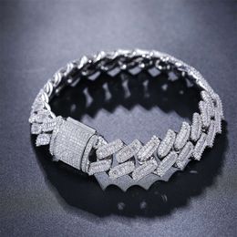 Master Rocks Schmuck 925 Sterling Silber 15mm Hip -Hop -Armbänder aus VVS Moissanite Kubanische Verknüpfungskette vereisert