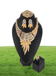 Earrings Necklace Exquisite Fashion African Women Costume Jewelry Set Nigerian Wedding Designe Dubai Gold Bridal Whole87698954663163