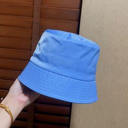 Nylon Sky Blue Metal Studed Sun Bucket Hat Women Men Brim Cap Bucket Hats174d