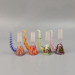 Coloured horn 14mm glass bowl Men's joint handle pretty sliding bowl piece Smoking accessory pipe pipe