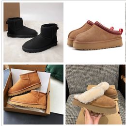 Designer-Stiefel, Luxus-Herren-Damen-Slipper, Schnee-Mini-Knöchel-Shorts, Winter-Plateaustiefel aus Eiderdaunenleder, Kastanie, Grau, Schwarz, Weiß, Damen, Mädchen, 35–45