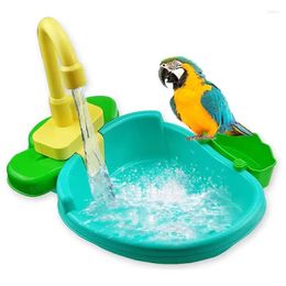 Other Bird Supplies Bath Tub With Faucet Pet Parrots Parakeet Cockatiel Fountains Spa Pool Shower Multifunctional Toy Cleaning Tool