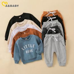 Clothing Sets Ma baby 03Y born toddler baby boy clothing set casual letter long sleeved top and pants spring and autumn set 231214