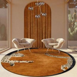 Carpets Leopard Print Bedroom Decor Round Rug Fluffy Soft For Living Room Modern Minimalist Plush Carpet Home Non-slip Floor Mat