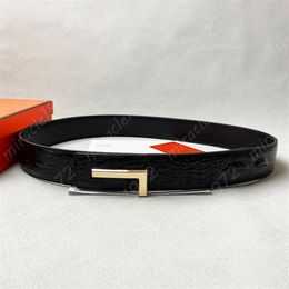 Luxury Belt Mens Designer Belts Crocodile Pattern Waistbands Womens Black Cowskin Stylish Gold Letter Buckle Waistband For Men Wid2504