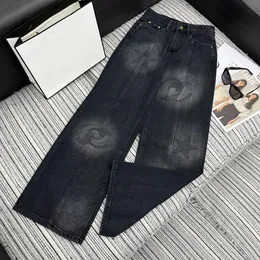 wash designer jeans womens pants Fashion Star Pattern Jeans Street Wear Patchwork Wide Leg Pants Women High Waist Blue Denim