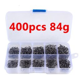 Fishing Hooks 400PCS Set PremiumHigh Carbon Steel Barbed FishHooks for Saltwater Freshwater Gear Accessories 231214