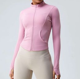 Active Set Yoga Outfit Sports Jackets Women Sport Shirts Slim Fit Long Sleeved Fitness Coat Crop Tops With Thumb Holes Gym womene8e