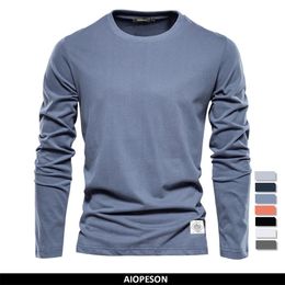 Men's Dress Shirts 100% Cotton Long Sleeve T shirt For Men Solid Spring Casual Mens T-shirts High Quality Male Tops Classic Clothes Men's T-shirts 231214
