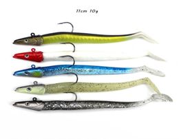 11cm 10g Bionic Fish Hook Soft Baits Lures Jigs Single Hooks 5 Colour Mixed Silicone Fishing Gear 5 Pieces Lot FS22608351