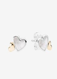 14K yellow gold Heart-shaped Stud Earrings Women Wedding Jewellery with Original box set for 925 Sterling Silver Love hearts Earring8880996