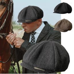 Berets Sboy Caps With Blade Fashion Men Wool Blend Flat Cap 8 Pane Hat Driving Hats Front Gatsby For Male NC49