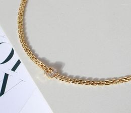 Choker Metallic Stitched Chain Belt Buckle Style Inlaid With Small Diamond Necklace Neck3918846