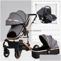 Strollers# Baby Carriage High Landscape Can Sit And Fold Two-Way Four-Wheel Absorber Winter Trolley Stroller 3 In 1 Drop Delivery Dhfe8 Q240429