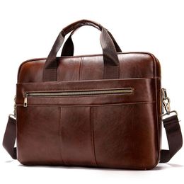 Bag Men Genuine Leather Briefcase High Quality Business Crossbody Messenger Bags Male Laptop Bag Cowhide Briefcase Handbag194B