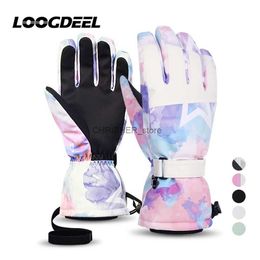 Ski Gloves LOOGDEEL Ski Gloves Warm Winter Snowmobile Snow Snowboard Thermal Gloves Waterproof Touchscreen Function Windproof Plush MittensL23118