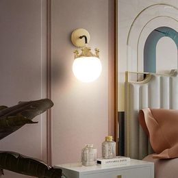 Wall Lamp Modern Lamps For Living Room Crown Girl Child Bedsides Sconce Nordic Glass Material Chandeliers E27 Lighting