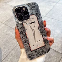 Designer Phone Cases For IPhone 15 Pro Max Plus 14 13 12 11 XS XR Case Womens Fashion Elegant Flower Phonecase Luxury Brand Y Letters Cover Shockproof Shell -3