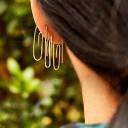 Simple Paper Clip Ear Long Drop Earrings For Women Gothic Gold Colour Copper Safety Pin Pearl Earcuff Korean Puncture Jewellery Dangl340j