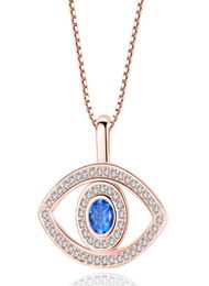 Blue Evil Eye Pendant Necklace Luxury Crystal CZ Clavicle Necklace Silver Rose Gold Jewellery Third Eye Zircon Necklace Fashion Birt2559625