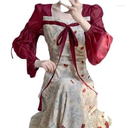 Casual Dresses 2023 Spring And Autumn Red One Piece Women's Dress Costumes Retro Chinese Traditional Style Hanfu For Adult Female