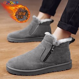 Boots Waterproof Winter Men Boots Cow Suede Warm Snow Women Boots Men Work Casual Shoes High Solid Colour Black Snow Boots Men Shoes 231214