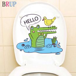 Cartoon Undersea Animal Toilet Sticker Friendly Octopus Crocodile Fish Wall Stickers Fashion Home Decor for Bathroom Waterproof