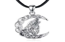 Merryshine 925 Sterling Sier Men Celtic Viking Mücevherat Ay Kurt Kolye