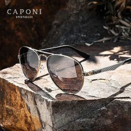 Sunglasses CONI Pilot Sunglasses Caon Fibre Arm Sun Glasses For Men Photochromic Polarised Double Bridge Brand Design Eyewear BS3110L231214