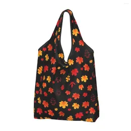 Shopping Bags Retro Maple Fallen Leaves Bag Reusable Grocery Eco Large Capacity Leaf Recycling Washable Handbag