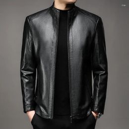 Men's Jackets Autumn And Winter Business Leisure Fashion Leather Jacket With Plush Thickened Top Coat