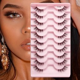 False Eyelashes Artificial Cils 510 pairs of half eyelashes cat eyes handmade soft and fluffy mink false eyelashes makeup extended half eyelashes 231214