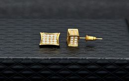 New Mens Jewellery Stud Earrings Hip Hop Cubic Zirconia Diamond Fashion Copper White Gold Filled Crystal Earring2182340