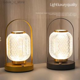 Night Lights Creative Table Lamp Metal Handle Night Light Reading Lamp Portable Lantern Lamp Dimmable LED Bedside lamp Rechargeable desk lamp YQ231214