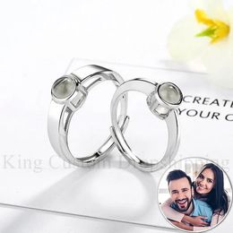 Wedding Rings Couple's Ring Custom Po Projection 925 Sterling Silver Gift Simple Style Anniversary it to Lover 231212